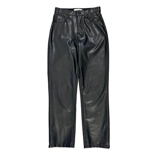 Abercrombie & Fitch 90s Straight Ultra High Rise Curve Love Pants Vegan Leather - Picture 4 of 13
